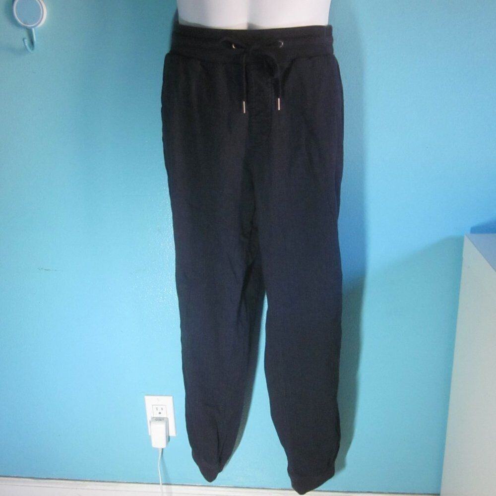 Gap Men Size L Charcoal Heather Herringbone Cotton Jogger Pants Drawstring Waist